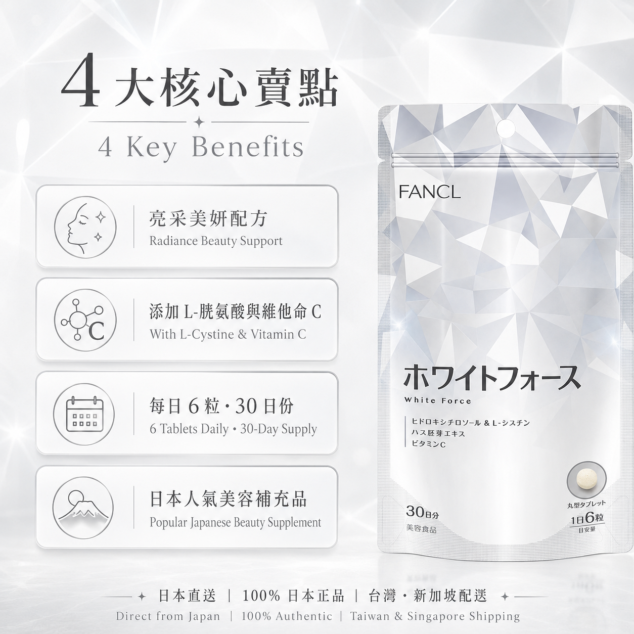 FANCL White Force / Bright Beauty Supplement｜透亮美容保養