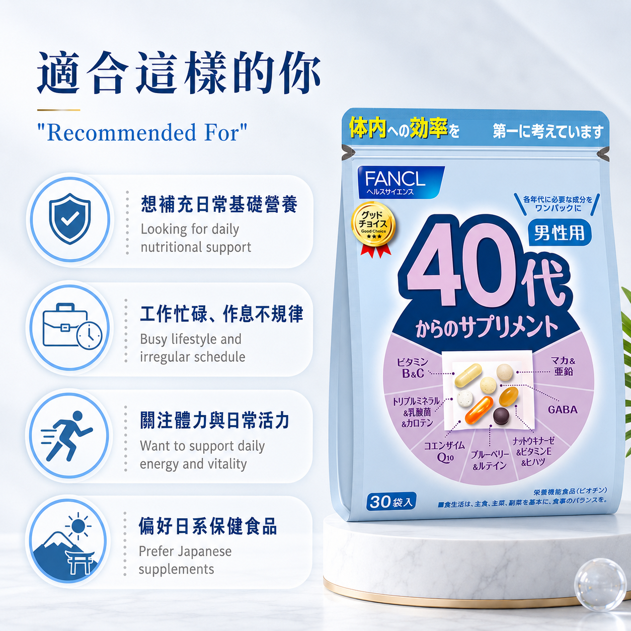 FANCL 40代男性日常營養 / 40s Men Daily Supplement｜Japan Direct