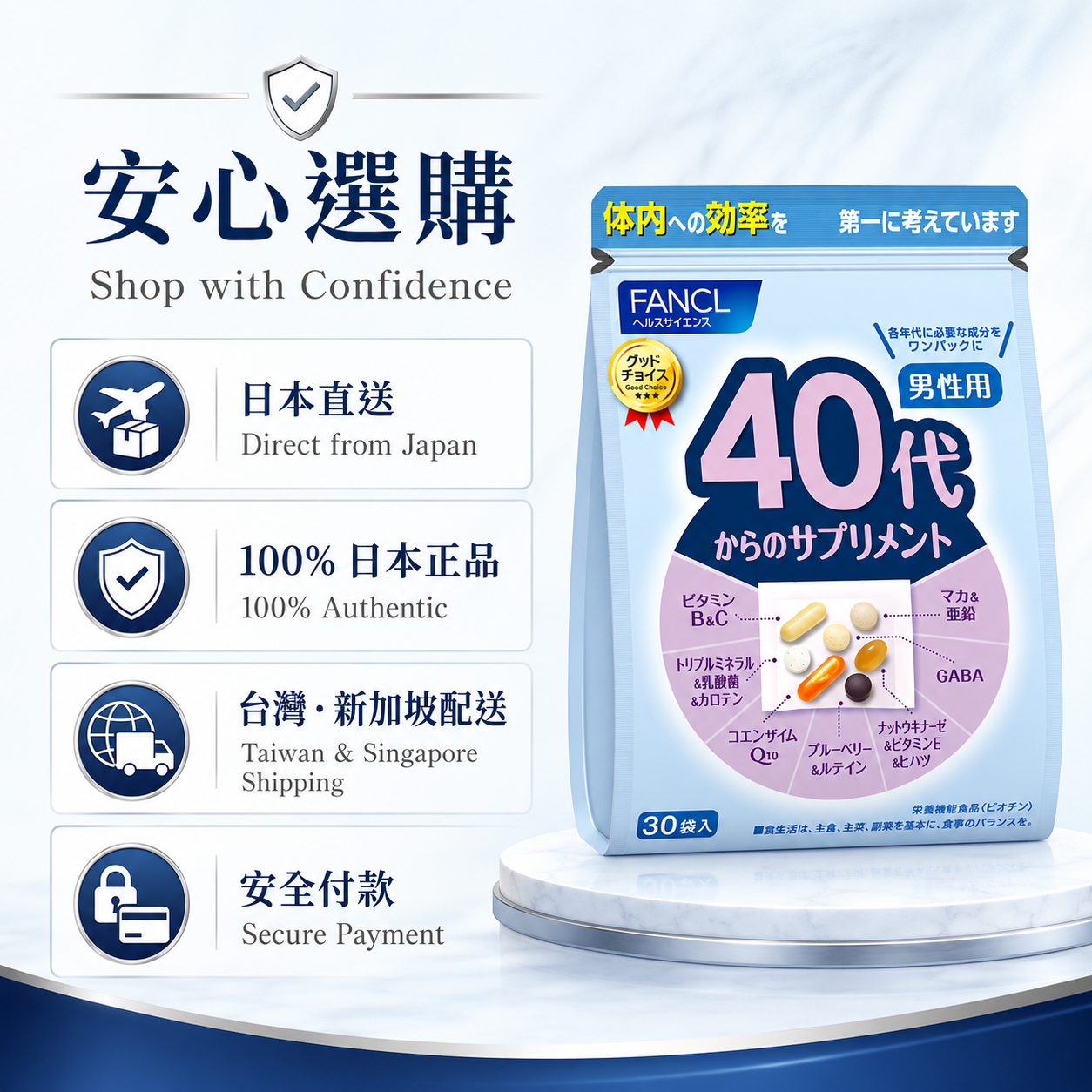 FANCL 40代男性日常營養 / 40s Men Daily Supplement｜Japan Direct