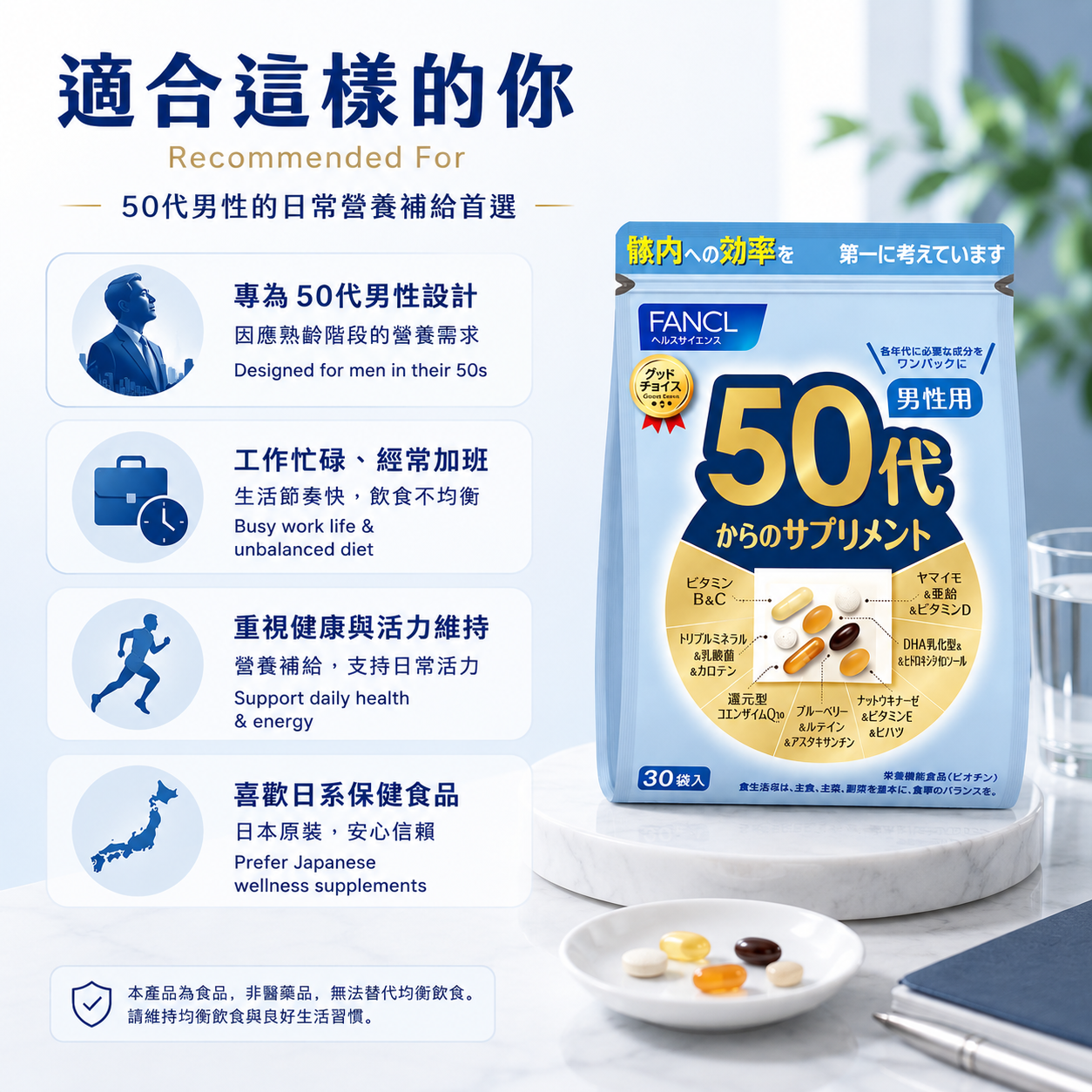 FANCL 50代男性日常營養 / 50s Men Daily Supplement｜Japan Direct