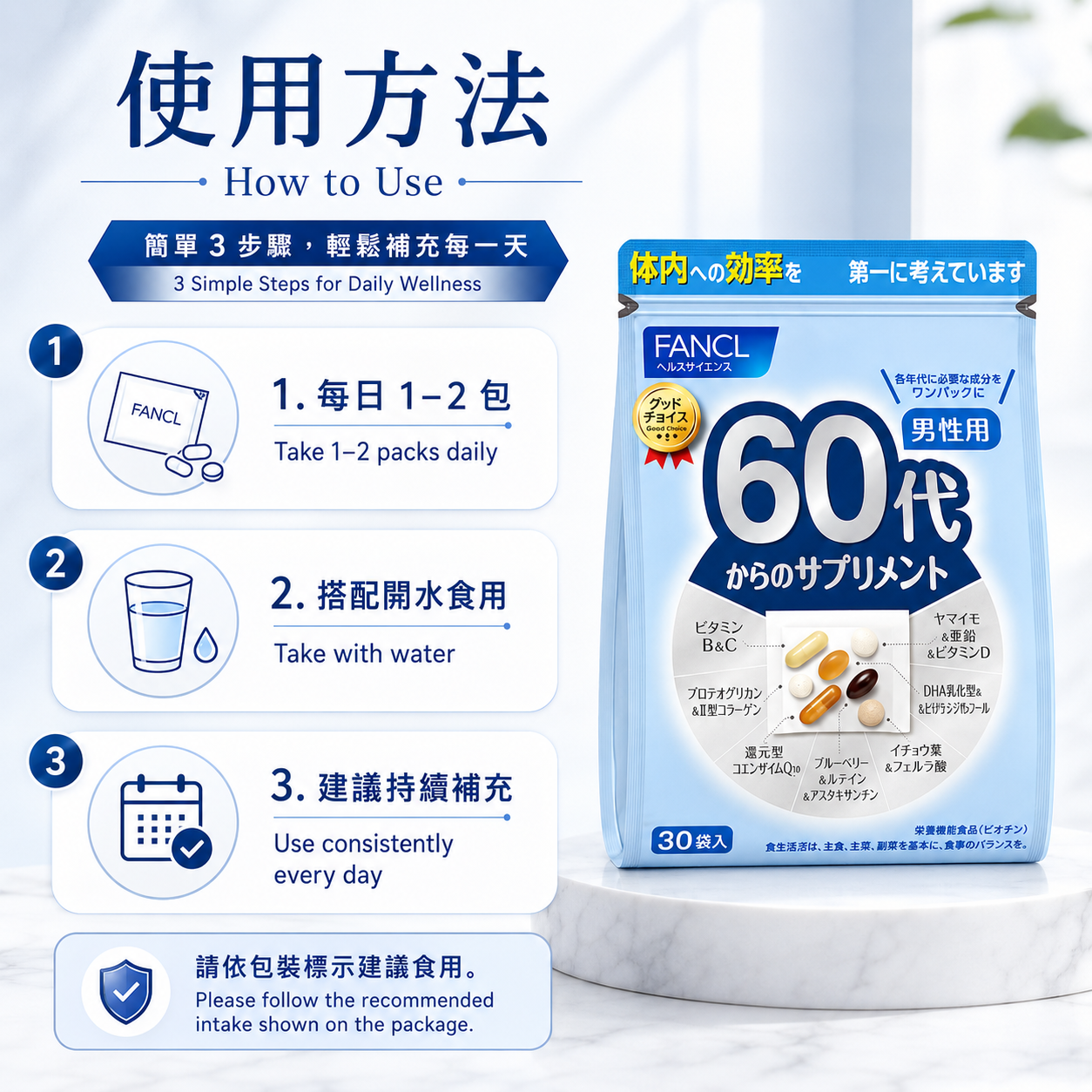 FANCL 60代男性日常營養 / 60s Men Daily Supplement｜Japan Direct