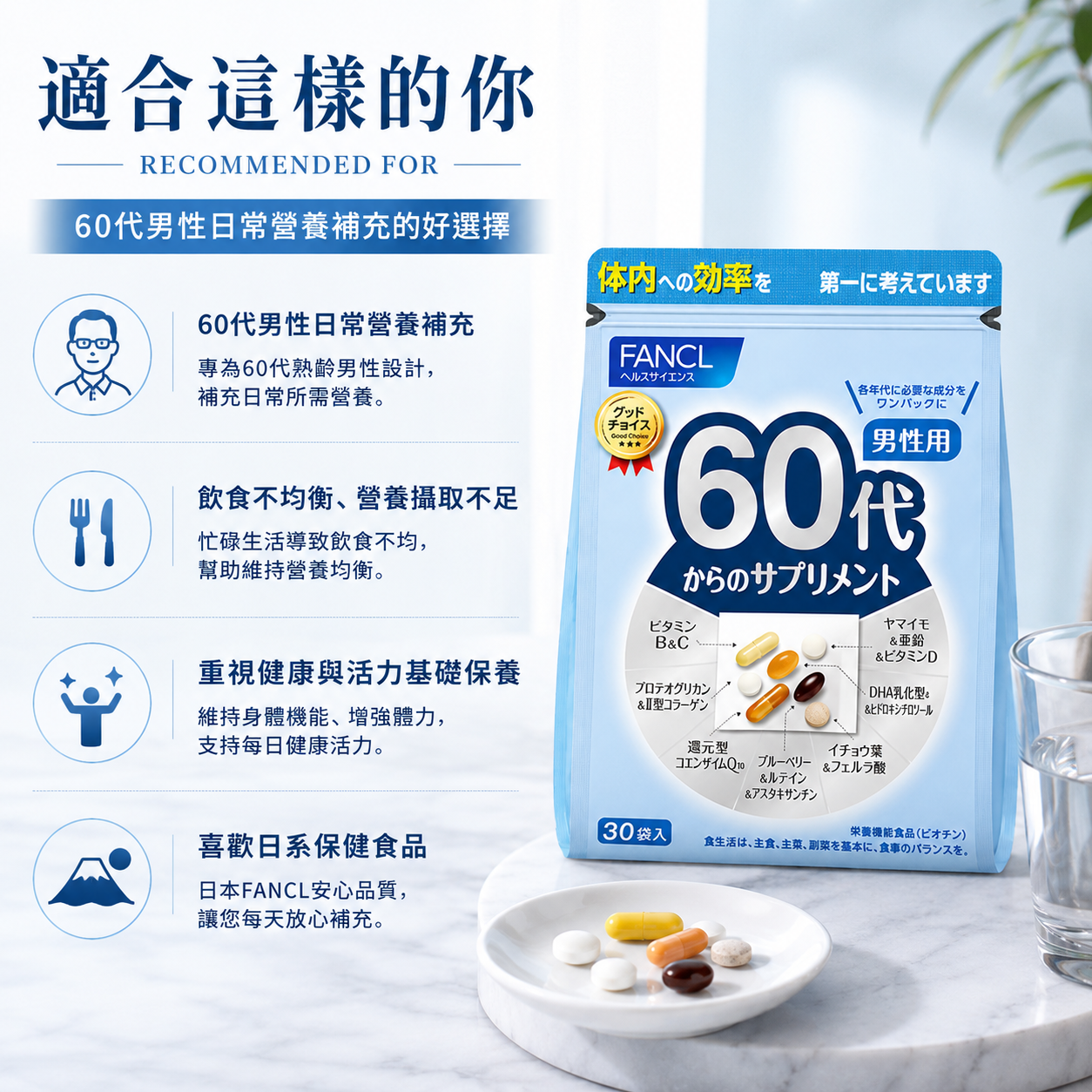 FANCL 60代男性日常營養 / 60s Men Daily Supplement｜Japan Direct