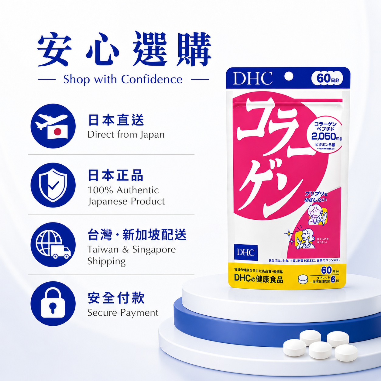 DHC Collagen 60日份 日本直送说明