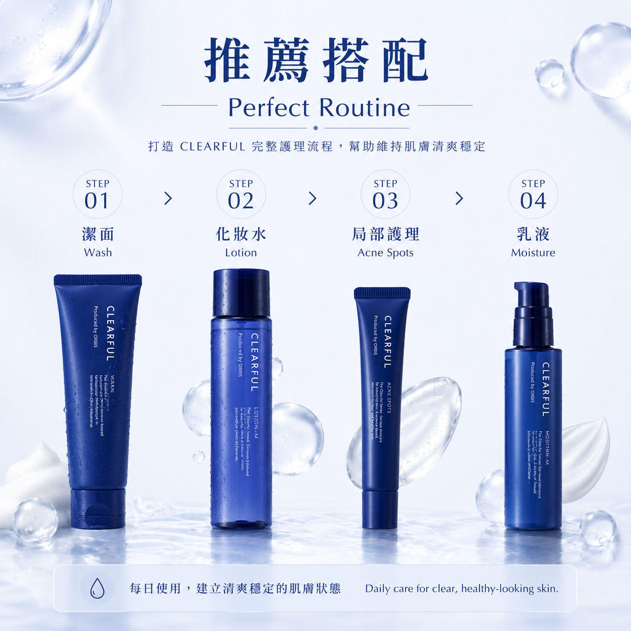 ORBIS CLEARFUL Acne Spots 痘痘局部护理凝胶 系列护理步骤