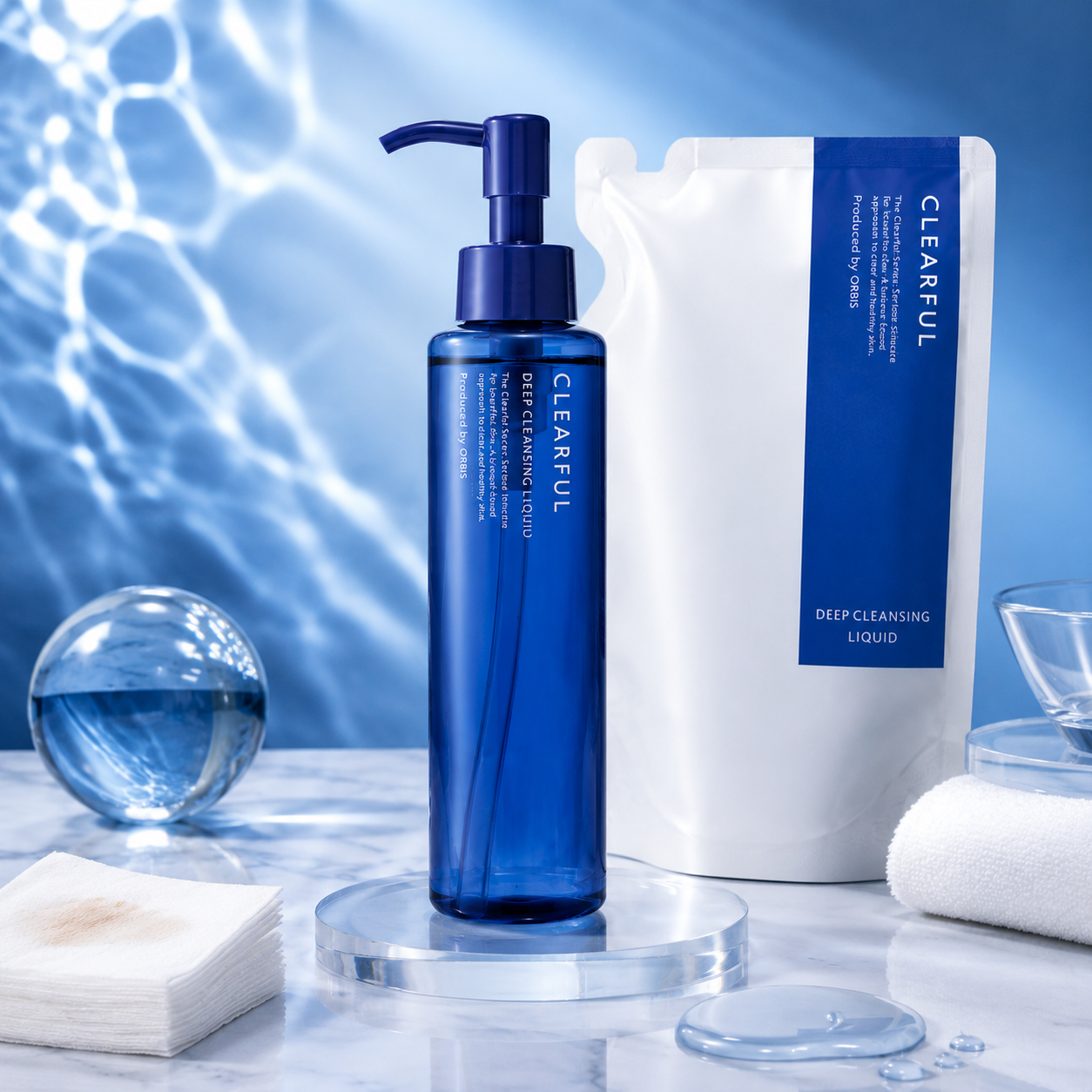 ORBIS CLEARFUL Deep Cleansing Liquid lifestyle bottle and refill