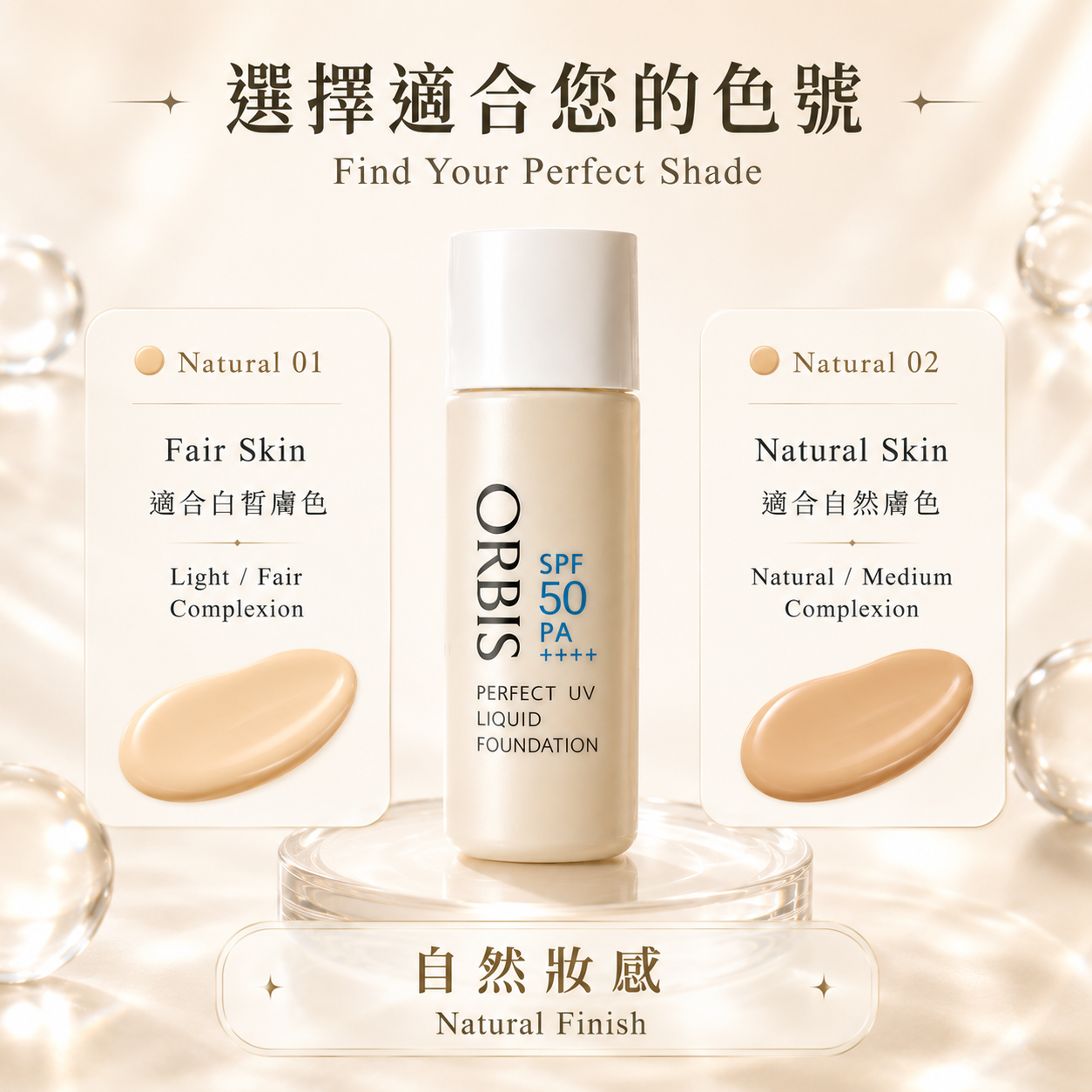 ORBIS Natural 01 與 Natural 02 色號對比