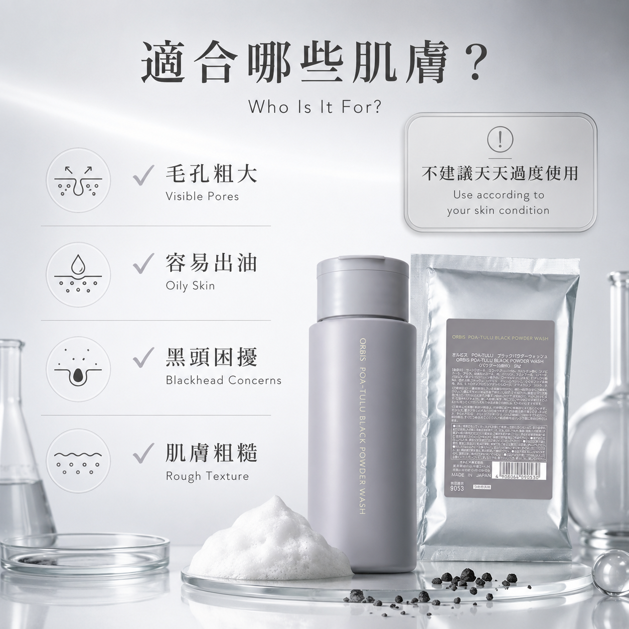 ORBIS 黑炭酵素潔顏粉適合膚況