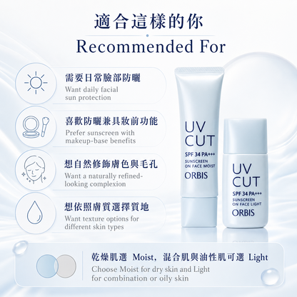 ORBIS Sunscreen On Face recommended for daily facial sun care